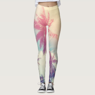 Leggings Palmiers en silhouette, coucher de soleil abstrait