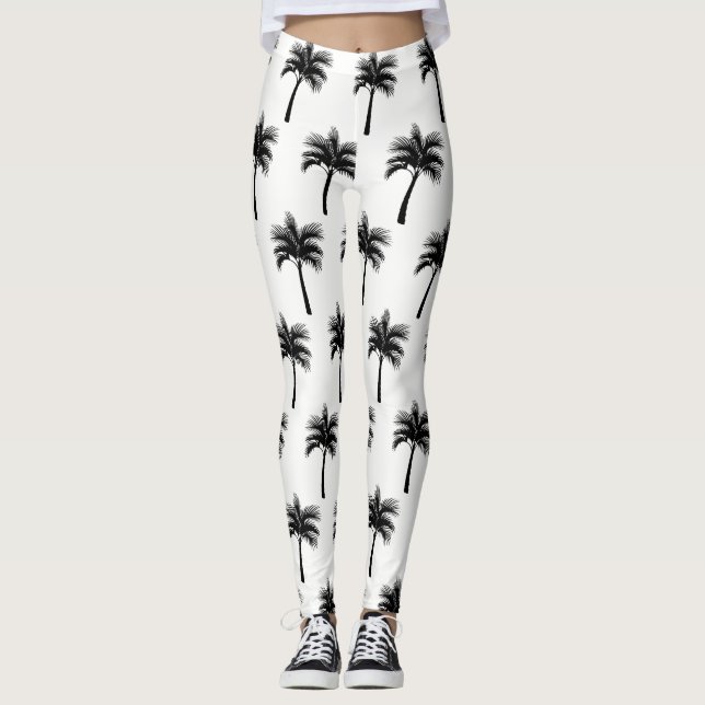 Leggings Palmiers noirs tropicaux (Devant)