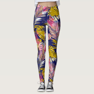 Leggings Palmiers tropicaux colorés, Cheetah Abstrait Impri