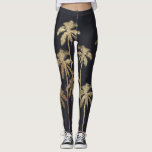 Leggings Palmiers tropicaux d'or fascinant sur le noir<br><div class="desc">Fascinant et moderne les palmiers d'or imprimés ce par faux est parfait pour la personne à la mode et élégante. Sa copie contemporaine et tropicale est grande pour beaucoup de cadeaux et d'occasions. Appréciez cette conception élégante et exotique pour votre prochain achat !</div>