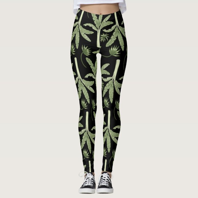 Leggings palmiers tropicaux sans couture motif (Devant)