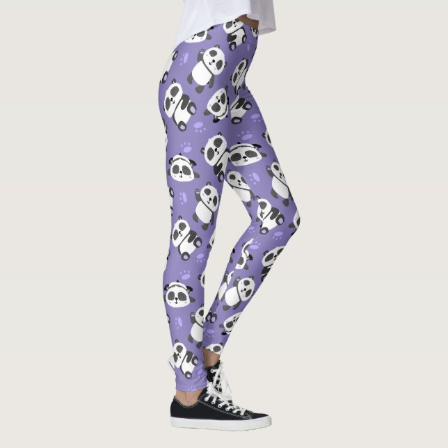 Leggings Panda mignon patte fond bleu (Droite)