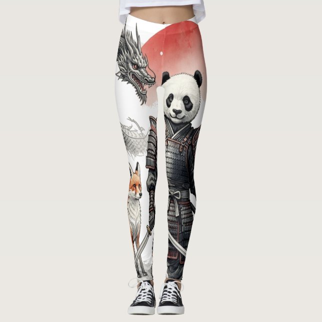 Leggings Panda Samurai & Mythical Warriors Fantasy Art (Devant)