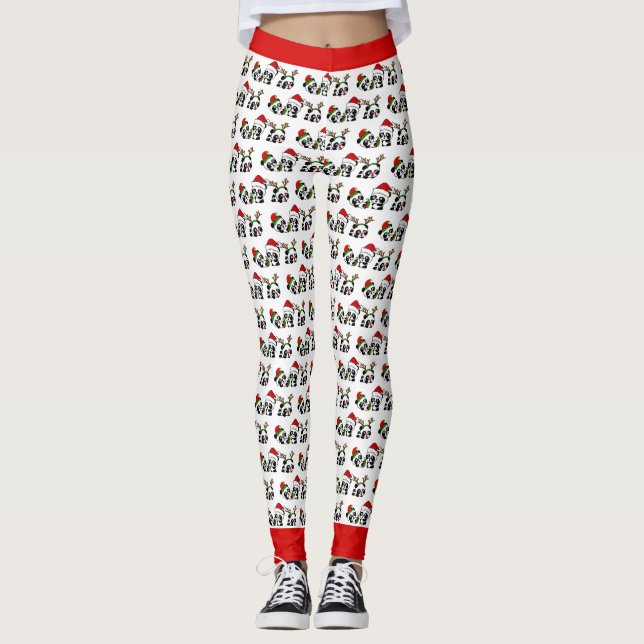 Leggings Pandas de Noël (Devant)