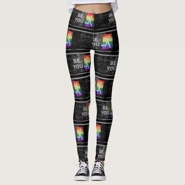 Leggings Panneau de couleurs de fierté arc-en-ciel urbain S (Devant)