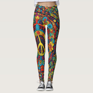 Leggings Panneau de paix, Doodles