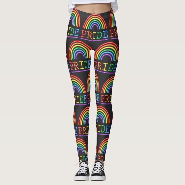 Leggings Panneau Neon Motif Rainbow Pride (Devant)