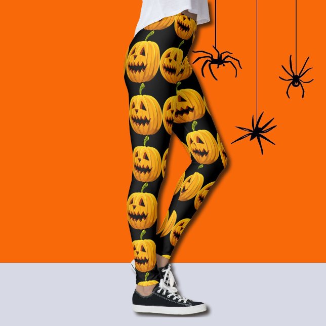 Leggings Pantalon Citrouille Jack-O-Lantern Halloween (Créateur téléchargé)