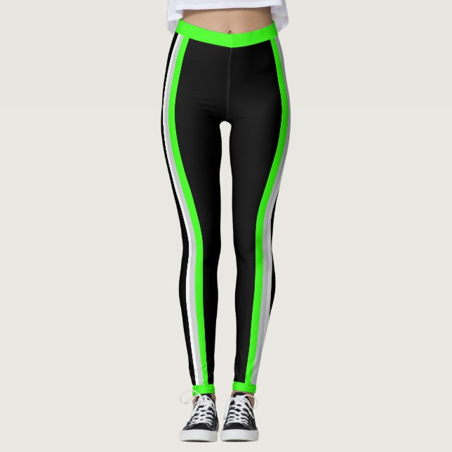 Leggings Pantalon courant vert au néon de guêtres (Devant)
