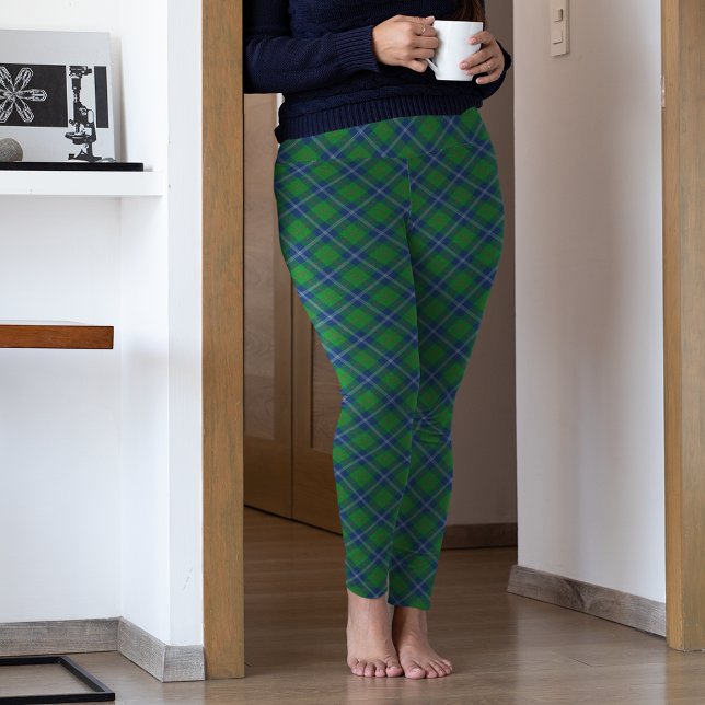 Leggings Pantalon de Pyjama bleu vert Plaid (Créateur téléchargé)