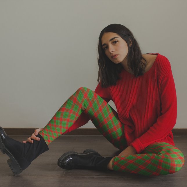 Leggings Pantalon de pyjama rouge vert plaid Noël (Créateur téléchargé)