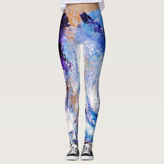 Leggings Pantalon de yoga bleu et violet (Devant)