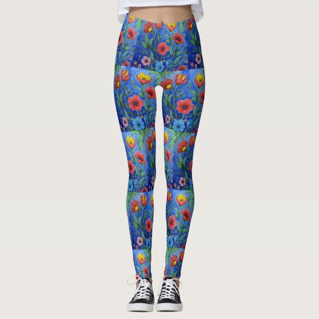 Leggings Pantalon de yoga champ de fleurs (Devant)