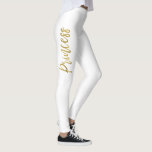 Leggings Pantalon de Yoga Princess White & Gold Faux Foil<br><div class="desc">Princess White & Gold Faux Foil Typographie et Pantalon de Yoga Coeur. Le Pantalon de Yoga Blanc et Or Princesse est le cadeau parfait pour la princesse dans votre vie.</div>