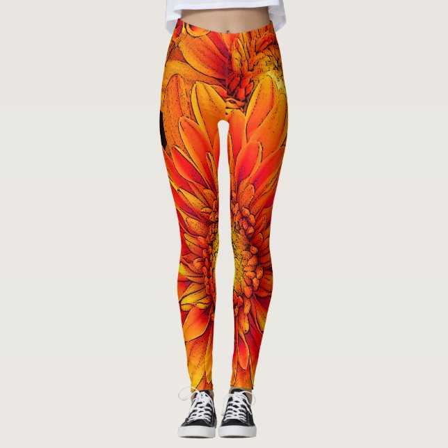 Leggings Pantalon/guêtres de yoga d'éclat d'orange (Devant)