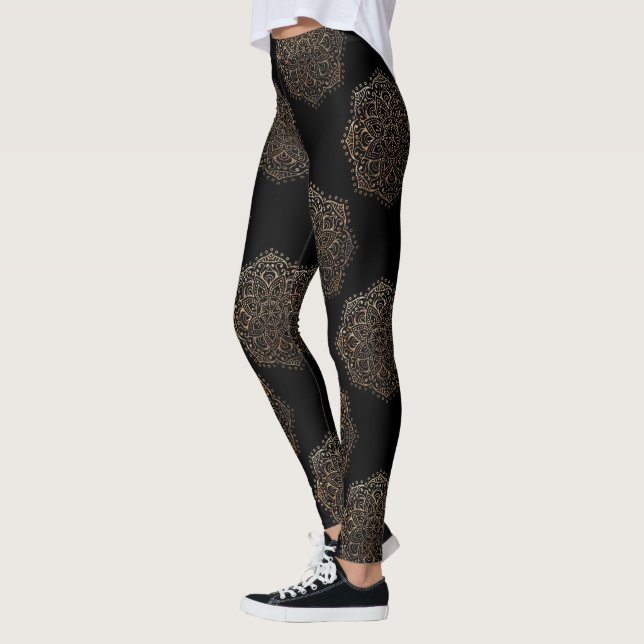 Leggings Pantalon noir de yoga de Boho de zen du motif | de (Gauche)