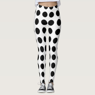 Leggings Pantalon noir et blanc de yoga de pois