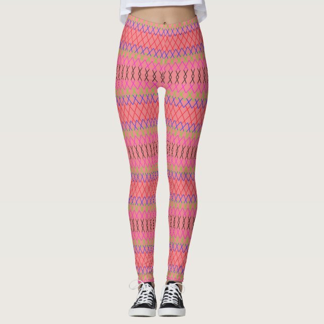 Leggings Pantalon rose lapin rayé rose Pantalon Yoga de Pâq (Devant)