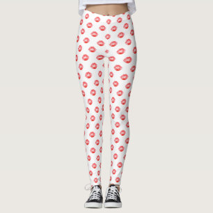 Leggings Pantalon rouge blanc de baiser de guêtres