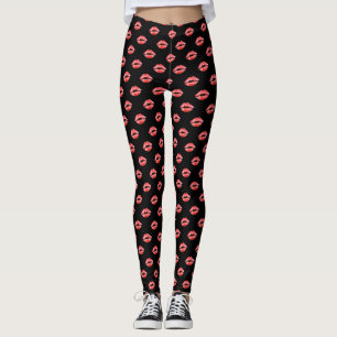Leggings Pantalon rouge de baiser de noir de guêtres