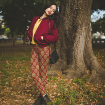 Pantalon rouge or Arabesque de Noël Pyjama Pants