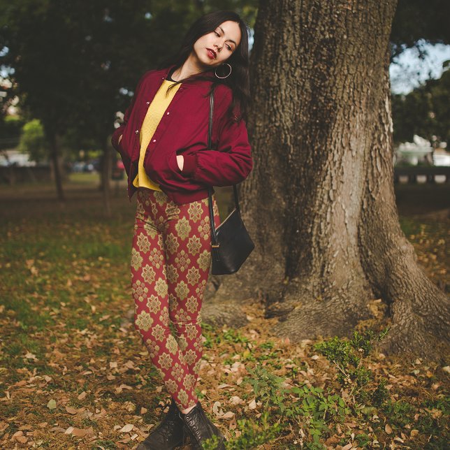 Leggings Pantalon rouge or Arabesque de Noël Pyjama Pants (Créateur téléchargé)