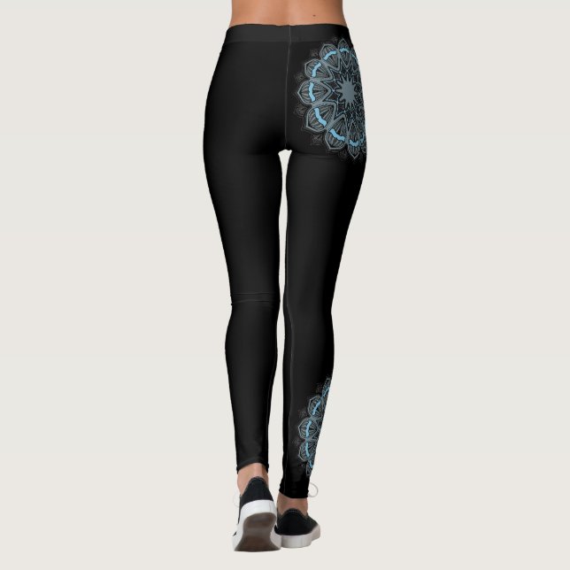 Leggings Pantalon turquoise de yoga de mandala de guêtres (Dos)