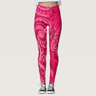 Leggings Pantalon unique de bandanna rose de Paisley rétro