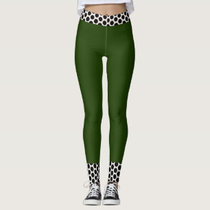 Leggings Pantalon vert noir blanc pois design tendance