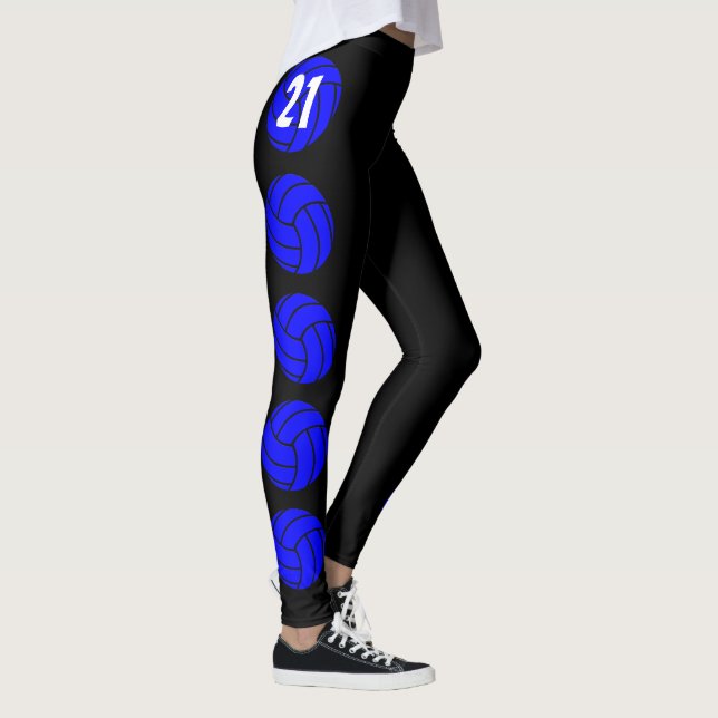 Leggings Pantalons de compression de volley-ball bleu perso (Droite)