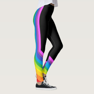 Leggings Pantalons d'étirement noir et arc-en-ciel