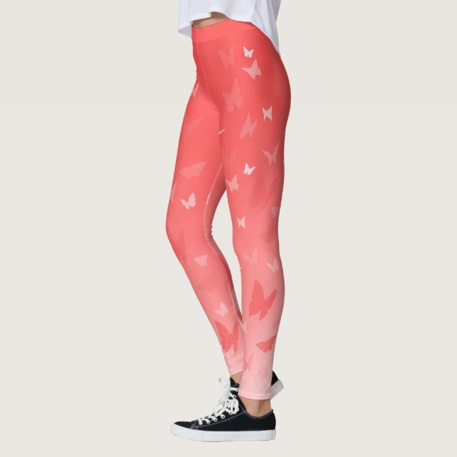 Leggings Pantalons papillon rose Papillon Stretchy (Gauche)
