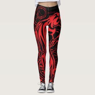 Leggings Panthère Rouge Style Tatouage Gothique Gras Foncé