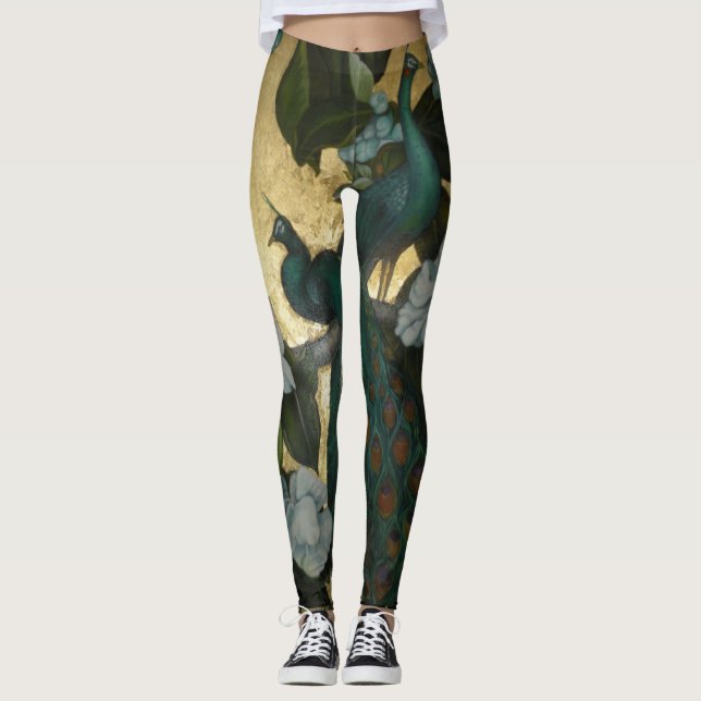 Leggings Paons dans un arbre de magnolia (Devant)