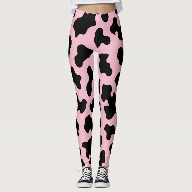 Leggings Papier cuir vache noir & rose  (Devant)