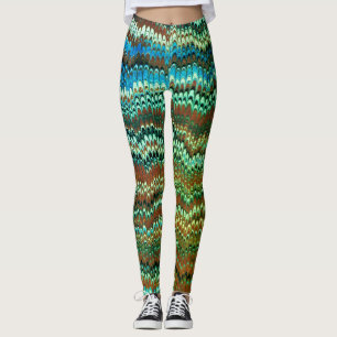 Leggings Papier de fin de livre marbré (feuille verte)
