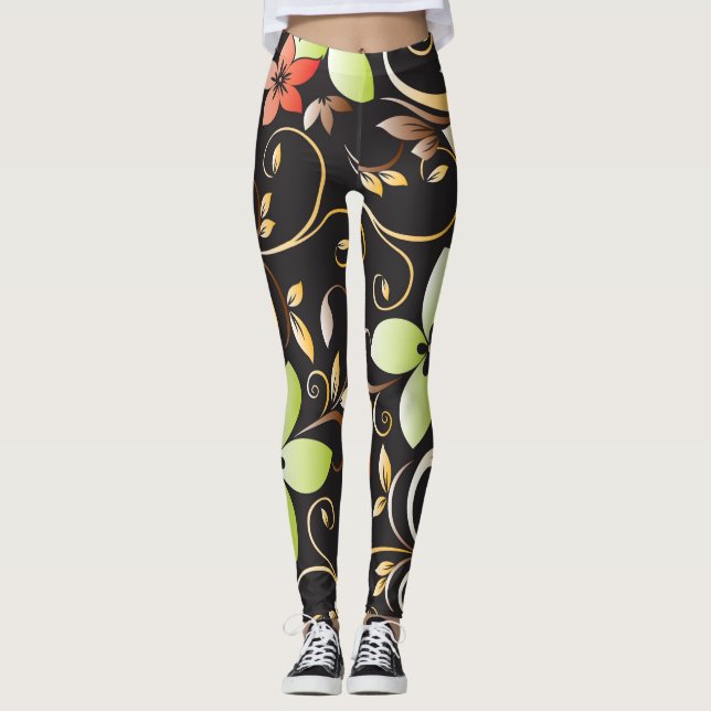 Leggings Papier mural à fleurs 4 (Devant)