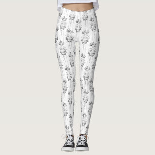 Leggings Papier peint baroque Bouquet gris