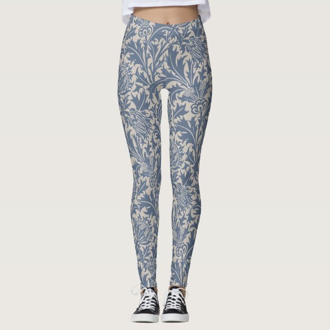 Leggings Papier peint Chardon Bleu Ardoise de William Morri (Devant)