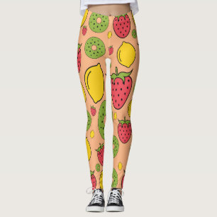 Leggings Papier peint de fruits : fraises, citrons, kiwis.