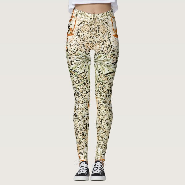 Leggings Papier peint floral Chèvrefeuille de William Morri (Devant)