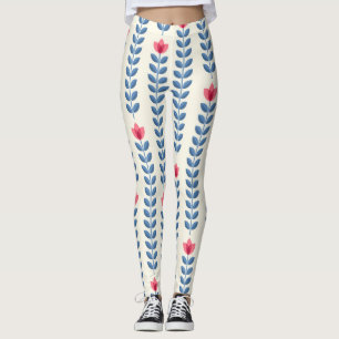 Leggings Papier peint géométrique scandinave floral