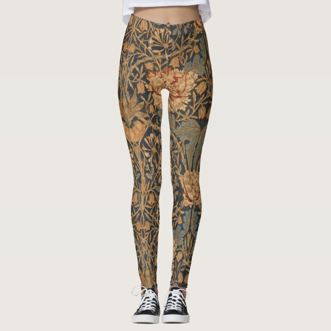 Leggings Papier peint riche au chèvrefeuille de William Mor (Devant)