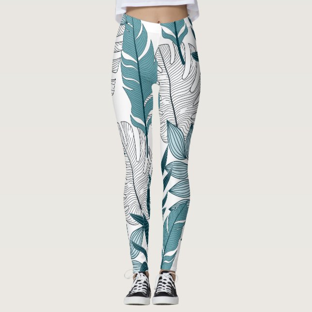 Leggings Papier peint Vintage Plante tropical. (Devant)