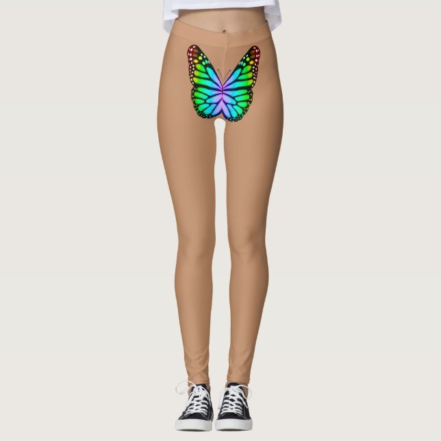 Leggings Papillon arc-en-ciel, pattes nues (Devant)