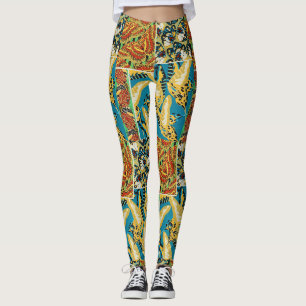 Leggings Papillon Art Déco Jaune et Turquoise Vibrants