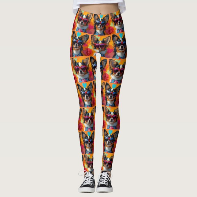 Leggings Papillon avec Roses de coeur Saint-Valentin (Devant)