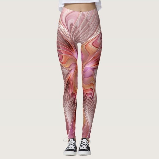 Leggings Papillon coloré abstrait art fantastique fractal (Devant)