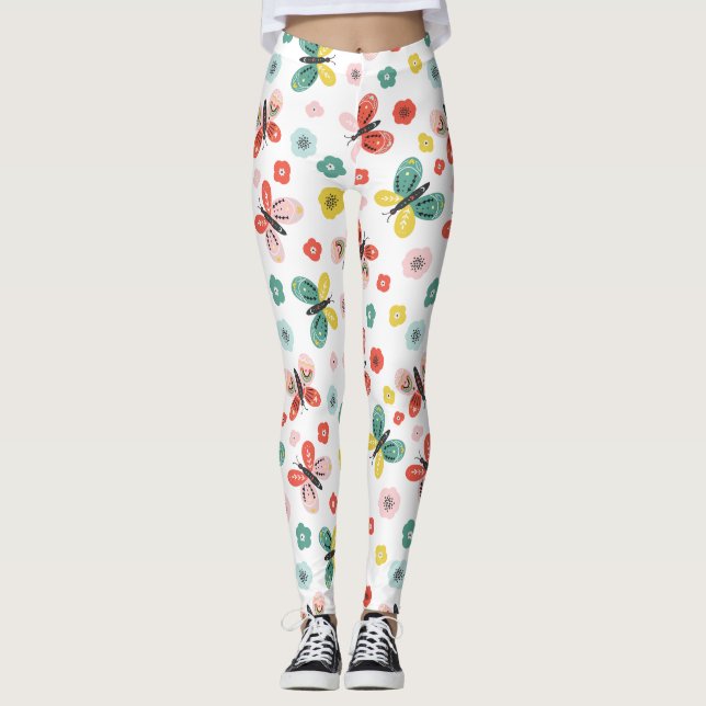 Leggings Papillon et motif floral  (Devant)
