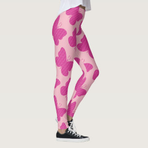 Leggings Papillon Faux Pailleté Rose
